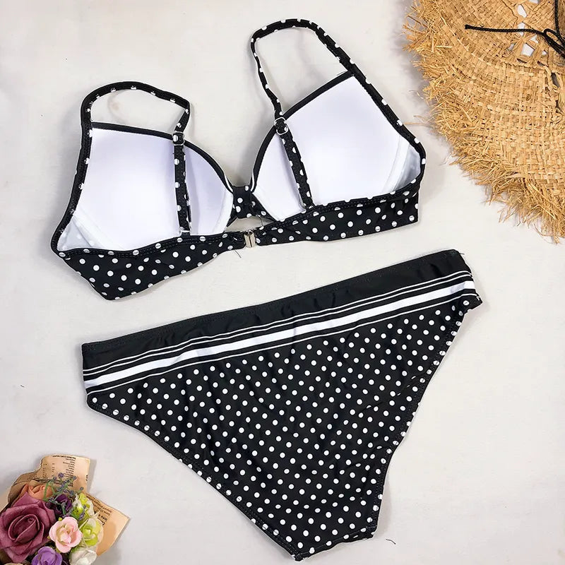 Daisy Polka dot Padded Bikini Swimsuit Set